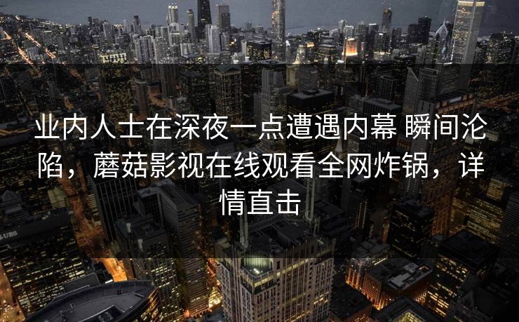业内人士在深夜一点遭遇内幕 瞬间沦陷，蘑菇影视在线观看全网炸锅，详情直击