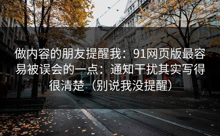 做内容的朋友提醒我：91网页版最容易被误会的一点：通知干扰其实写得很清楚（别说我没提醒）