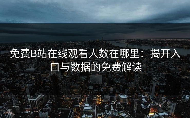 免费B站在线观看人数在哪里：揭开入口与数据的免费解读