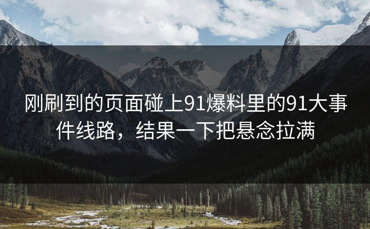 刚刷到的页面碰上91爆料里的91大事件线路，结果一下把悬念拉满